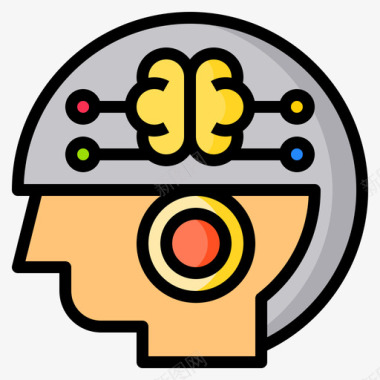 大脑游戏控制器15线性颜色图标