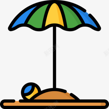 沙滩伞巴西20线性颜色图标