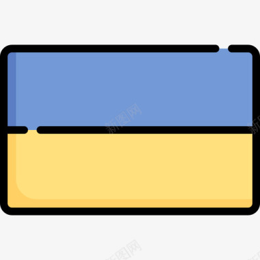 乌克兰国旗18线颜色图标