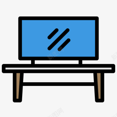 电视桌家具和装饰2线性颜色图标