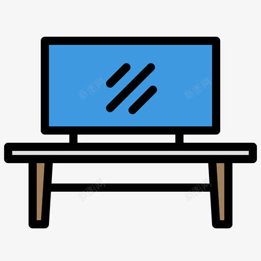 电视桌家具和装饰2线性颜色svg_新图网 https://ixintu.com 电视 家具 装饰 线性 颜色