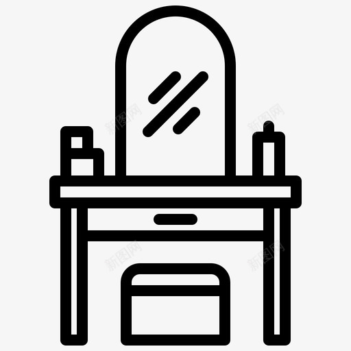 梳妆台家具和装饰1线性svg_新图网 https://ixintu.com 梳妆台 家具 装饰 线性