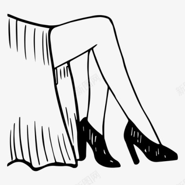 女人的腿鞋子素描图标