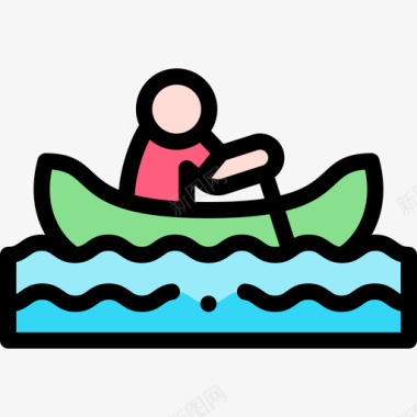 划船水上运动3线颜色图标