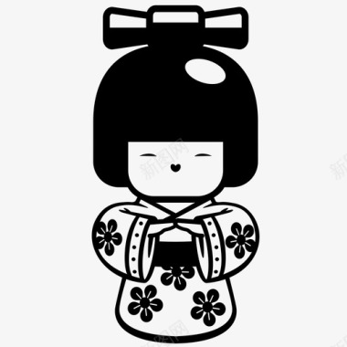 kokeshi日本玩具图标
