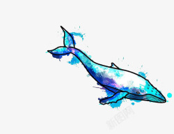 水彩手绘童话海洋鲸鱼卡通装饰PS透明高清48水彩手素材