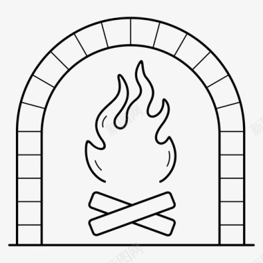 木壁炉砖燃烧图标