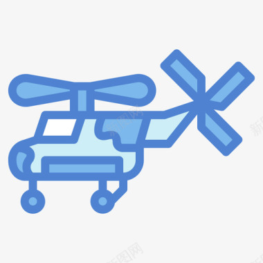直升机14号飞机蓝色图标