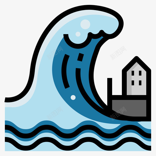 海啸气候变化77线性颜色svg_新图网 https://ixintu.com 海啸 气候变化 线性 颜色