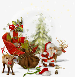 圣诞节麋鹿圣诞老人圣诞节小贴纸各种装饰素材