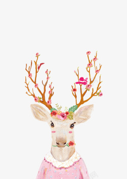 水彩手绘梦幻麋鹿小鹿免扣透明76水彩手绘梦幻麋鹿小素材