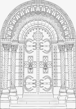 欧式复古巴洛克风格建筑门窗装饰AI矢量图案9欧式复素材