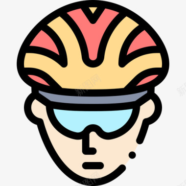 自行车手自行车比赛16线性颜色图标