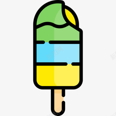 冰淇淋旅行343线性颜色图标
