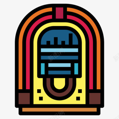 自动点唱机收音机16线性彩色图标
