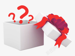 记着01208一个白色的礼品盒记着红色的丝带S气球彩带高清图片