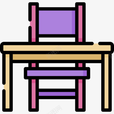 桌子53幼儿园线性颜色图标