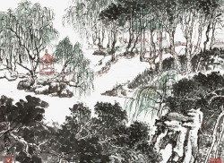 中国古风水墨柳树柳枝透明后期美化装饰设计152中国素材