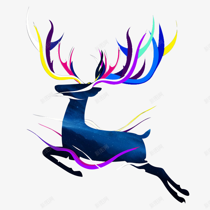 圣诞麋鹿彩色麋鹿png免抠素材_新图网 https://ixintu.com 麋鹿 圣诞 彩色