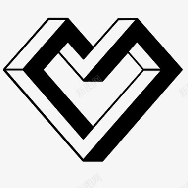 不可能的心埃舍尔的心几何的心图标