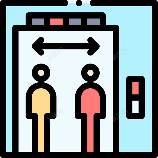 电梯社交距离21线性颜色svg_新图网 https://ixintu.com 电梯 社交 距离 线性 颜色