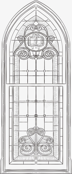 欧式复古巴洛克风格建筑门窗装饰AI矢量图案14欧式素材