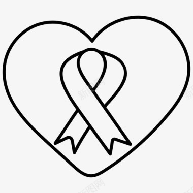 心脏护理意识癌症癌症意识丝带图标