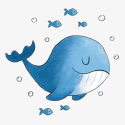 水彩手绘童话海洋鲸鱼卡通装饰PS透明高清20水彩手素材