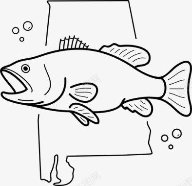 大口鲈鱼阿拉巴马州淡水鱼图标