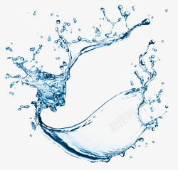 高清晰潮水飞溅的水透明的蓝色水液体高清图片