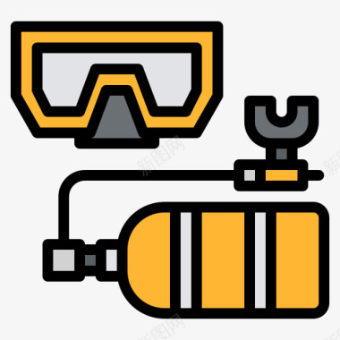 水肺潜水运动217线性颜色图标