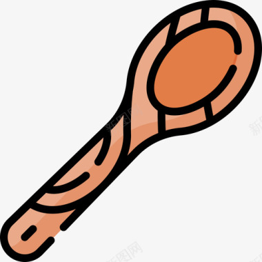 木勺烹饪141线性颜色图标