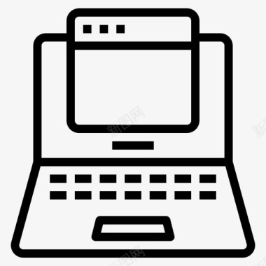 网站笔记本电脑7线性图标