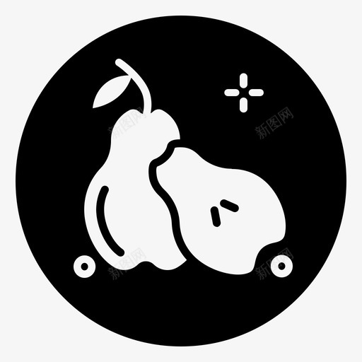 梨食物水果svg_新图网 https://ixintu.com 食物 水果 健康 有机 感谢 第一天 黑色 填充 减去 前面