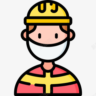 消防员带医用面罩的化身7线性颜色图标