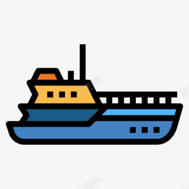 游艇船6线型颜色图标