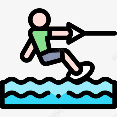 冲浪板水上运动3线性颜色图标