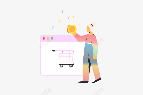 网上购物与SVG矢量插图Icons8插图运动夸张人图标