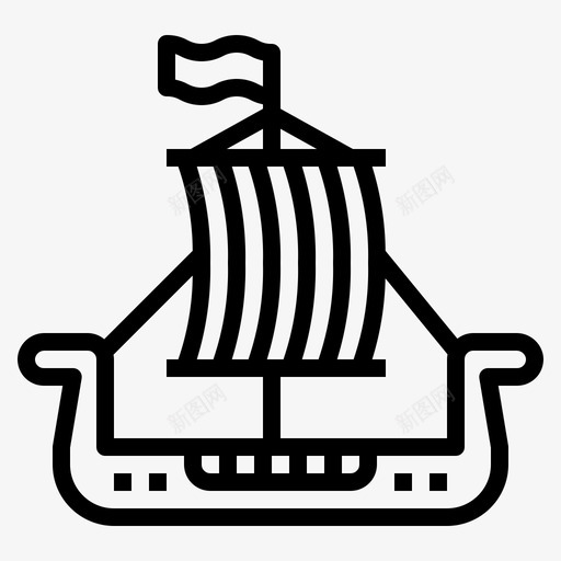 维京海盗4号船直线型svg_新图网 https://ixintu.com 维京 海盗 4号船 直线 线型
