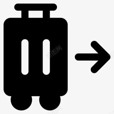 手提箱箭头右行李打包图标