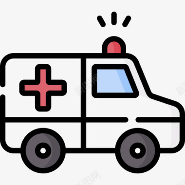 救护车医疗保健35线性颜色图标
