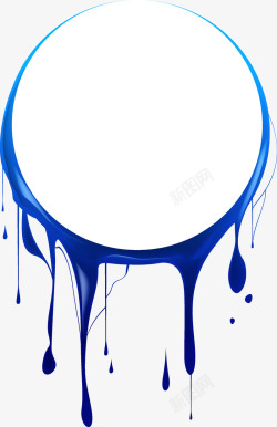 蓝色颜料圆形喷溅艺术素材