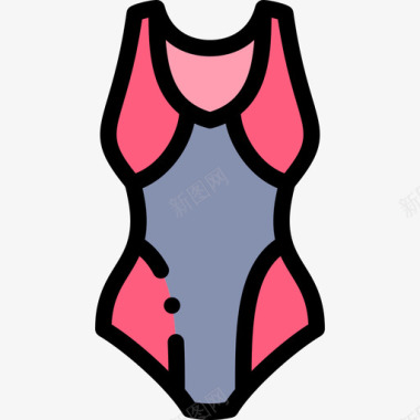 泳装水上运动3线性颜色图标