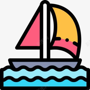帆船水上运动3线性颜色图标