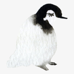 水彩卡通可爱手绘企鹅剪贴画图案手账设计PS25水彩素材