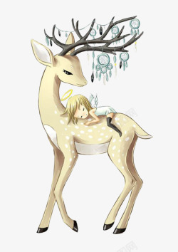 水彩手绘梦幻麋鹿小鹿免扣透明83水彩手绘梦幻麋鹿小素材