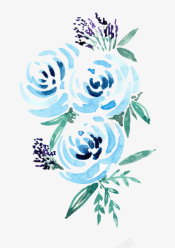 蓝色花朵与绿叶绿叶花朵蓝色花朵玫瑰花朵设计花朵装饰素材