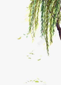 中国古风水墨柳树柳枝透明后期美化装饰设计44中国古素材