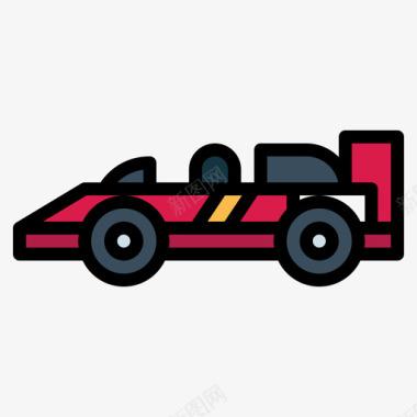赛车卡丁车3线性颜色图标