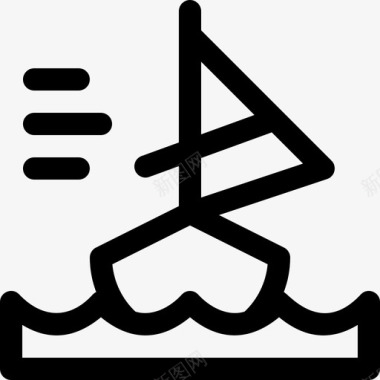 帆船水上运动4直线型图标